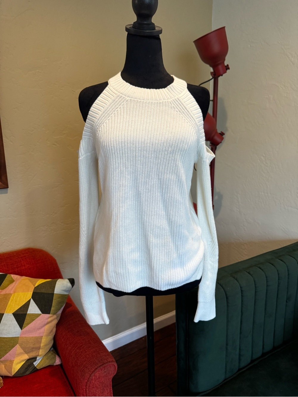rag & bone White Off-the-Shoulder Knit Sweater